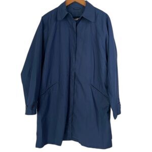 Travel‎ Smith Navy Blue Double Zipper Duster Trench Jacket Windbreaker Size MD